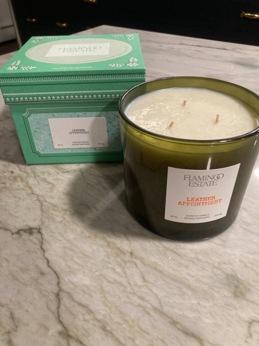 Flamingo Estate XL Leather Appointment Candle - 26 oz.w/ Gift Box NEW - 50% OFF!